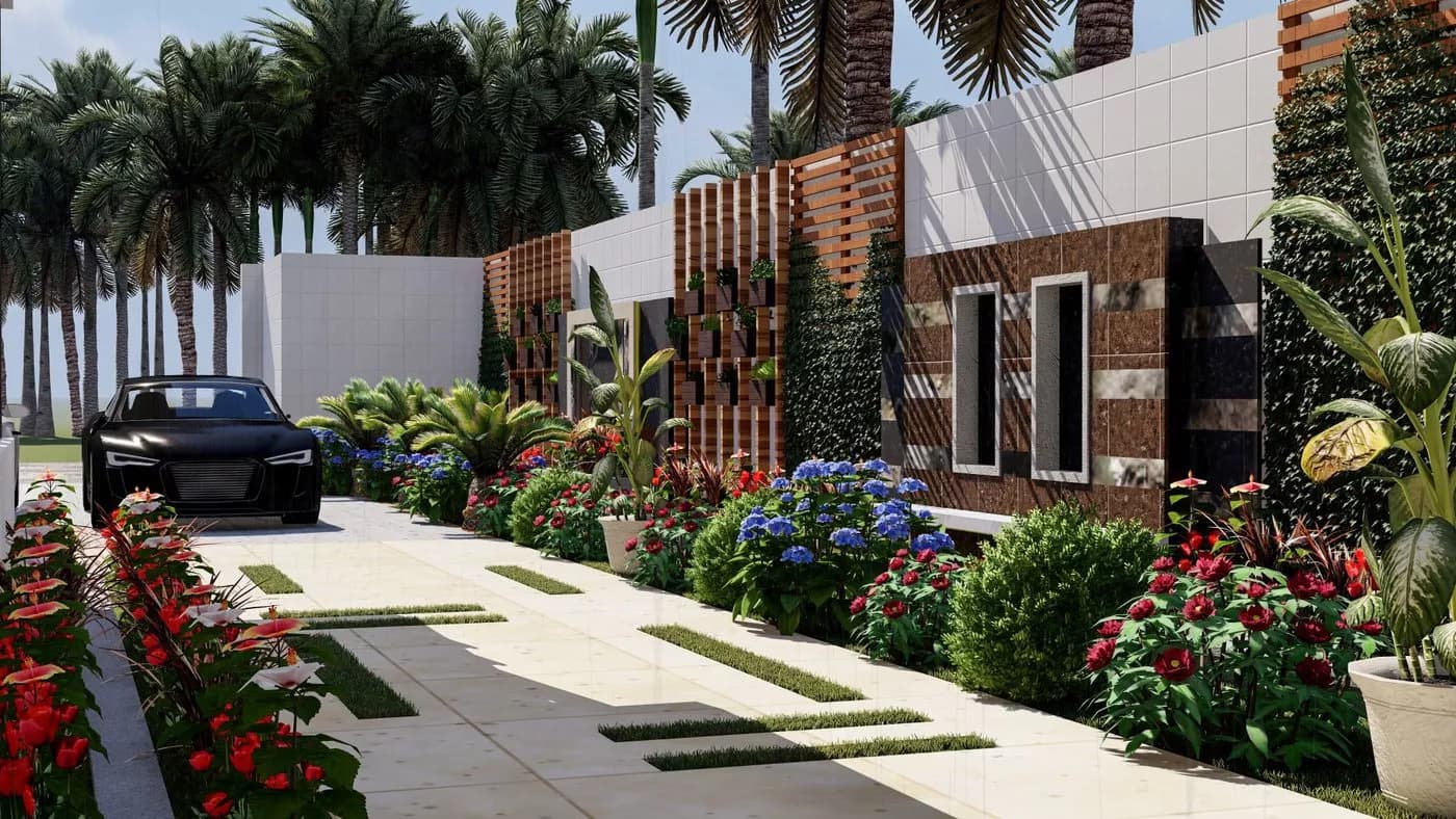 تصميم حوش فيلا إضفاء الأناقة والجمالية على المساحة الخارجية تصميم حوش فيلا إضفاء الأناقة والجمالية على المساحة الخارجية - ديكور فلل وتصميم فيلات