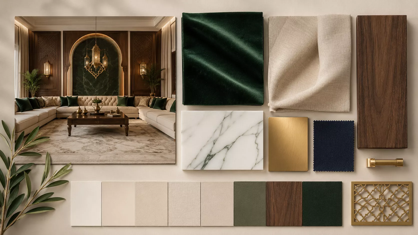 Green Night Decor Color Palette with 70/20/10 Base