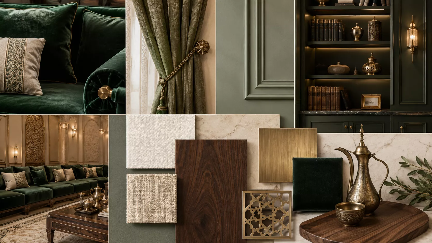 Shades of green in luxurious living room decor