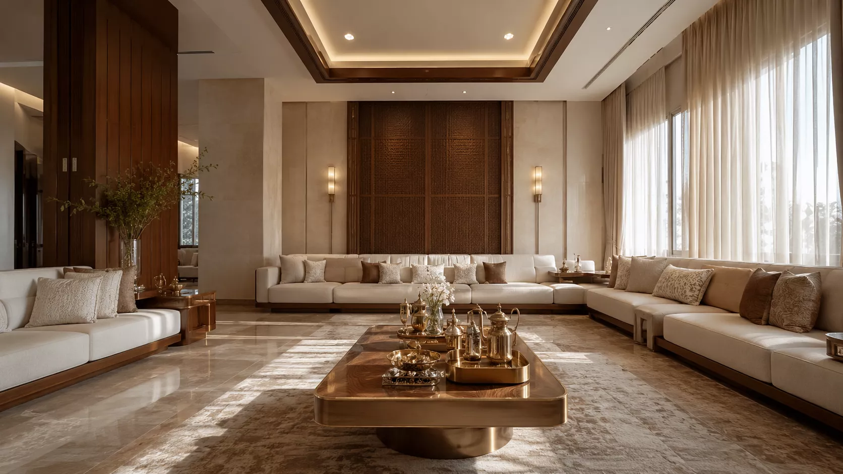 Luxury villa decor in Jeddah Jeddah villa decor with a luxurious majlis design that prioritizes hospitality and privacy.