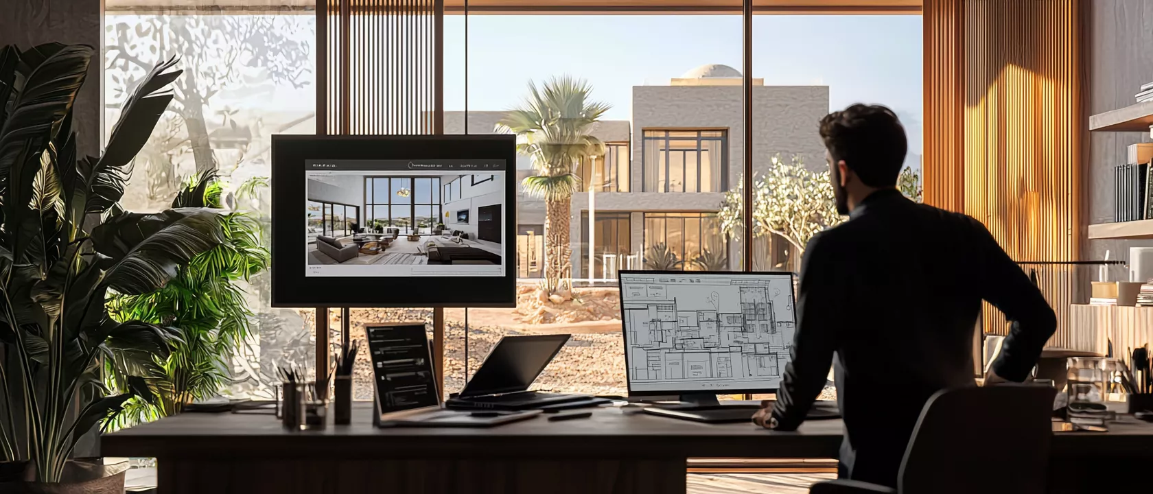 رحلة التصميم والتنفيذ الفاخر من الفكرة إلى المفتاح | SMD Group الرياض تصوير واقعي بدقة 8K يجسّد رحلة التصميم والتنفيذ المتكاملة في SMD Group بالرياض، من الاستشارة الأولى والتصميم التوليدي ثلاثي الأبعاد بالذكاء الاصطناعي حتى تسليم الفيلا الفاخرة الجاهزة، في مشهد يعكس التكامل بين الخبرة السعودية والتركية وجودة التنفيذ العالمية.