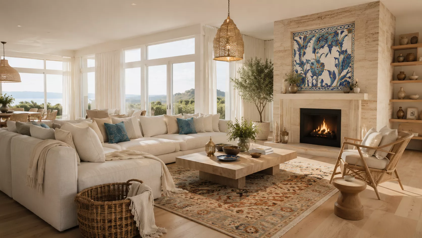 Merging Ottoman luxury with coastal relaxation in an elegant salon