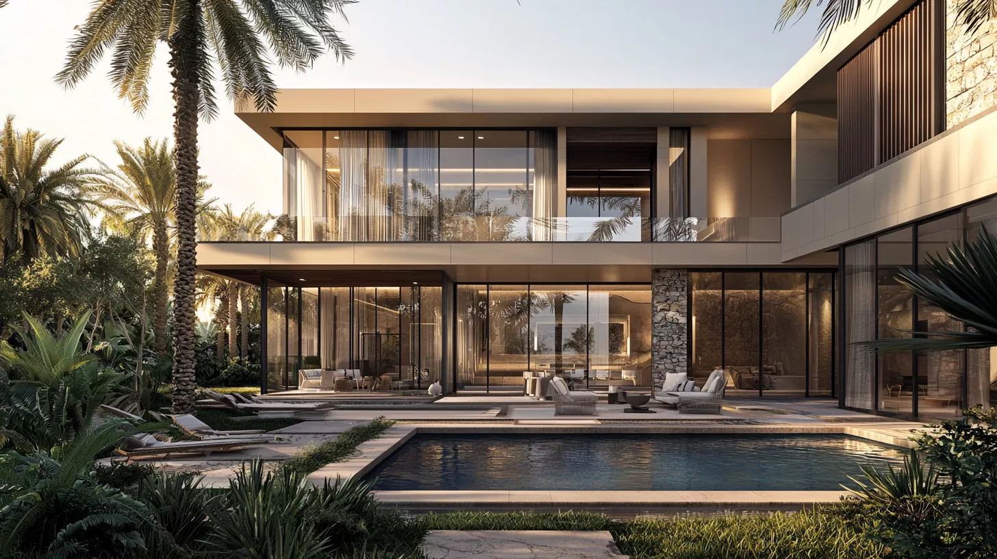 فيلا النخيل الذكية – الرياض 2024 | من تصميم وتنفيذ SMD Group تصميم واقعي بدقة 8K لفيلا النخيل في الرياض (2024) من تنفيذ SMD Group، تم تحويل منزل تقليدي إلى فيلا حديثة فاخرة باستخدام حلول ذكاء اصطناعي في الإضاءة والتهوية. يجمع التصميم بين الحجر الطبيعي والخشب والزجاج بأسلوب سعودي تركي أنيق، ما رفع قيمة العقار بنسبة 32٪ خلال 6 أشهر.