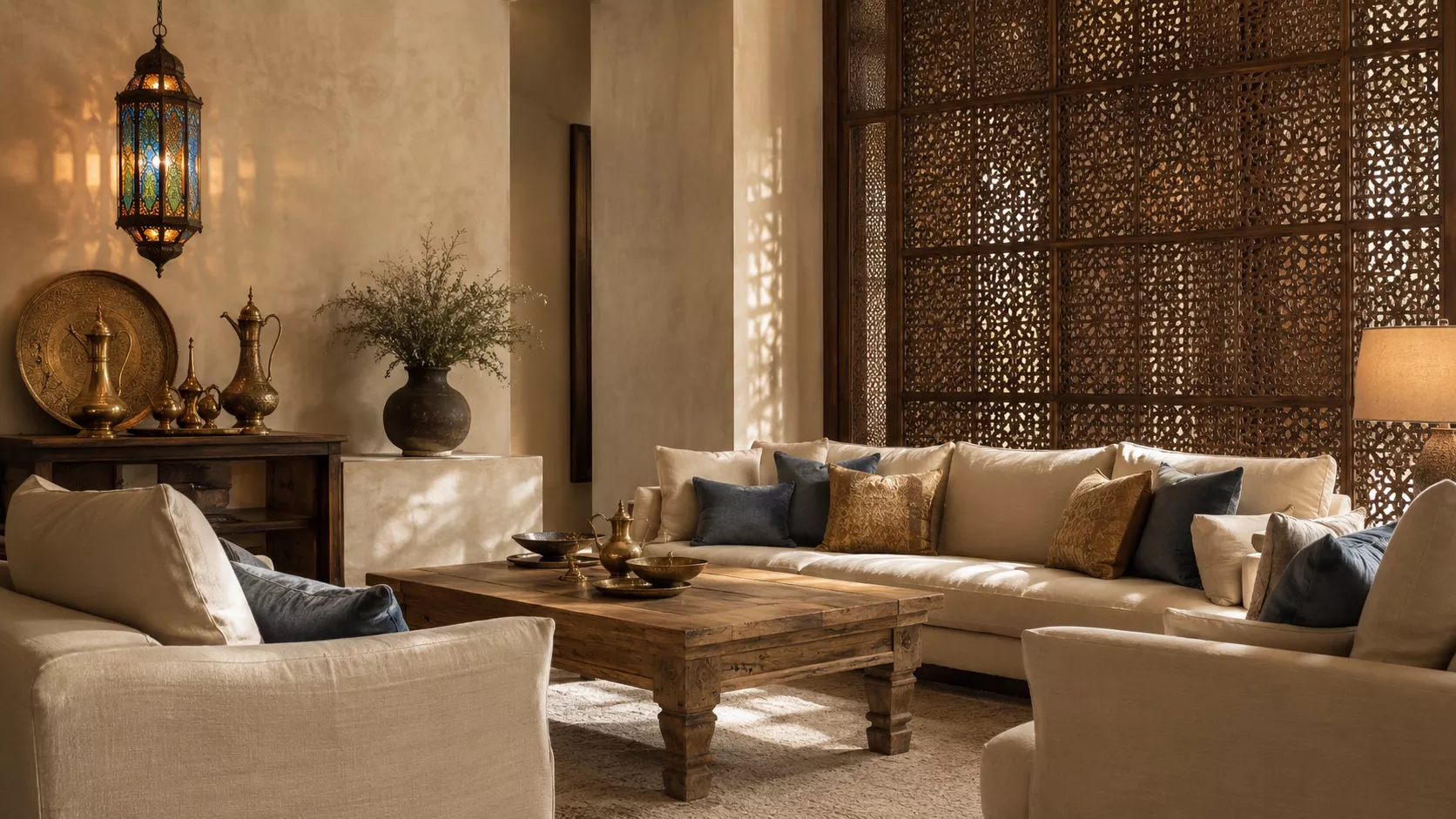 Egyptian-Belgian hospitality salon with a luxurious coffee corner