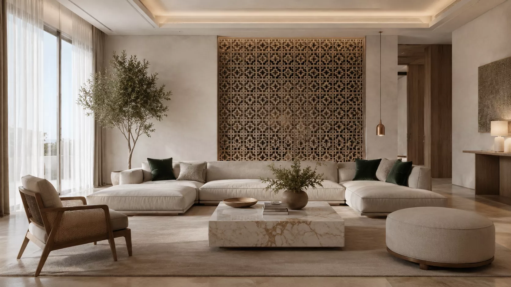 Blending Gulf luxury with Swiss simplicity in an elegant living room